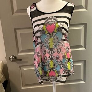 Biscotti Striped Blouse with Vibrant Accents